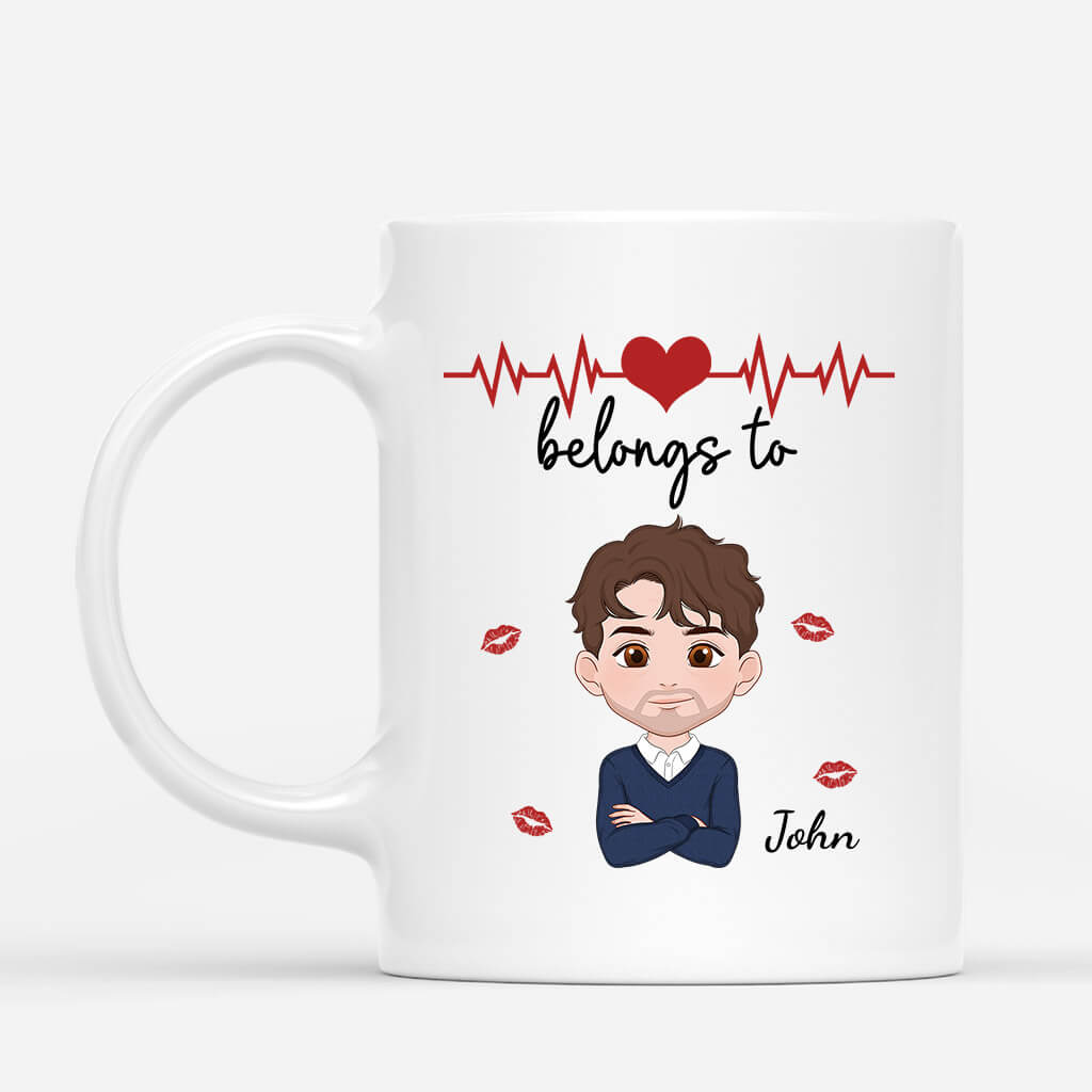 1760MUS3 personalized my heart belongs to couple mug
