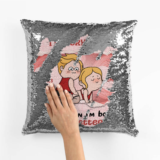 1780PUS2 personalized when im good when im bad sequin pillow