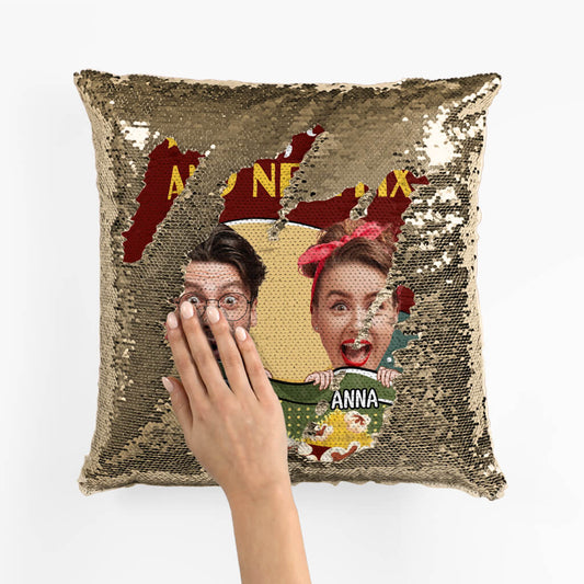 1800PUS2 personalized you me and netflix sequin pillow