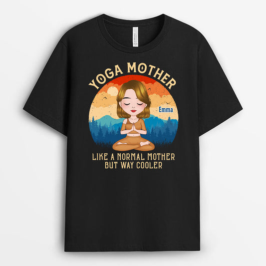 1886AUS1 personalized yoga mom t shirt