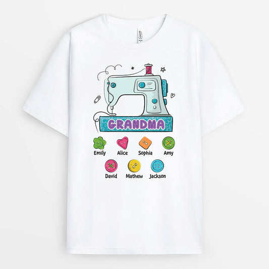 1893AUS1 personalized mommy grandma sewing machine t shirt