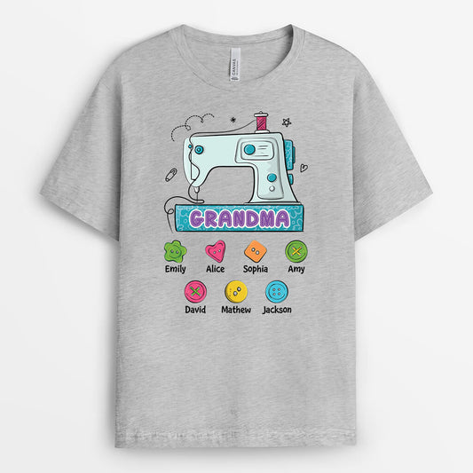 1893AUS2 personalized mommy grandma sewing machine t shirt