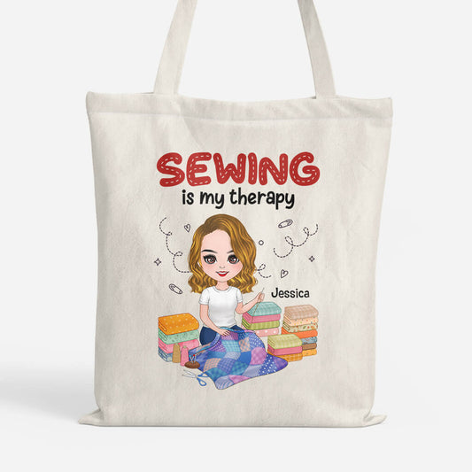 1896BUS1 personalized sewing is my therapy tote bag