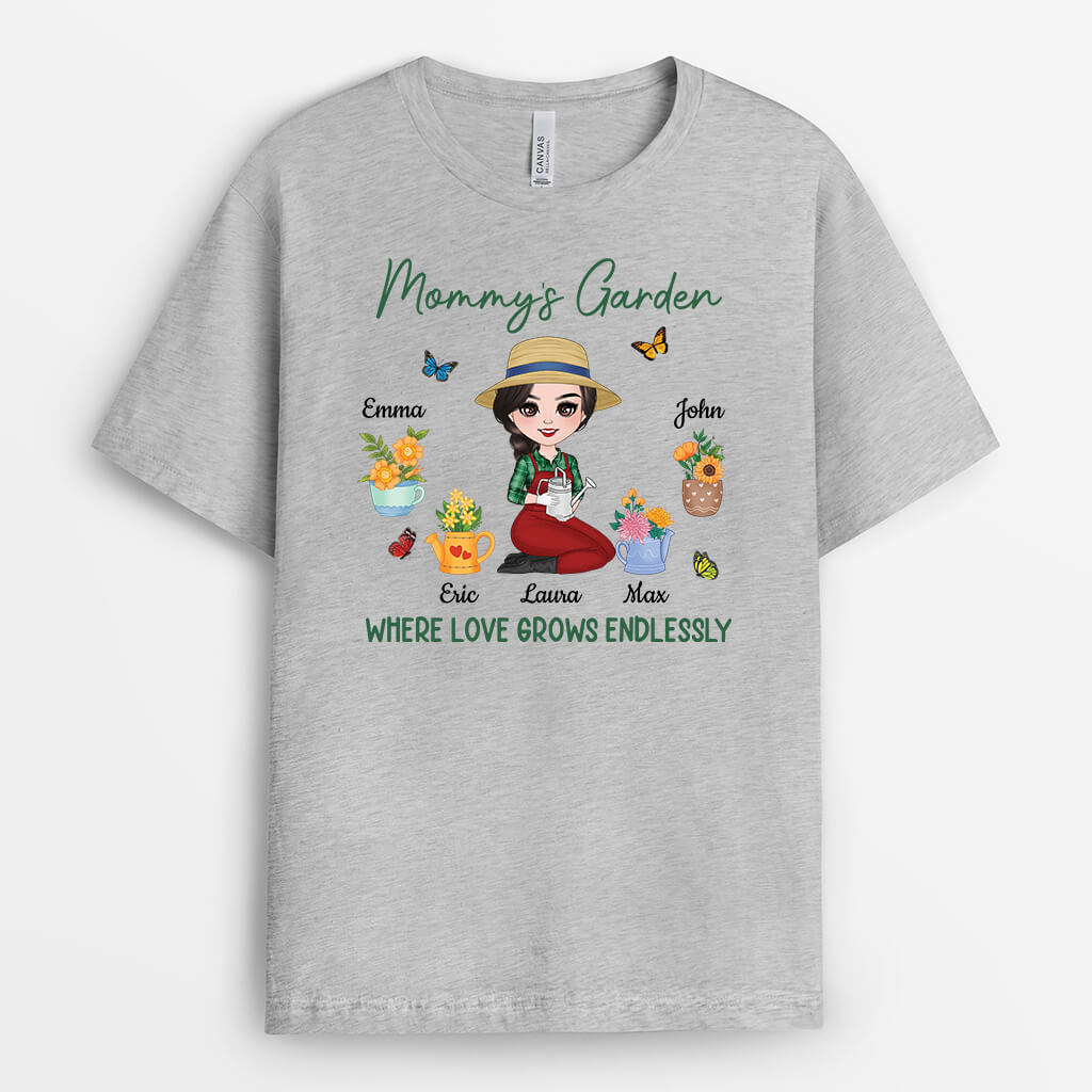 1899AUS2 personalized grandmas garden love grows endlessly t shirt
