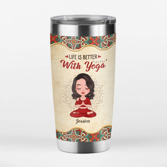 1907TUS2 personalized life is better with yoga tumbler