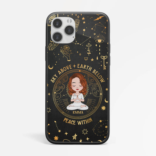 1909FUS1 personalized sky above earth below peace within phone case