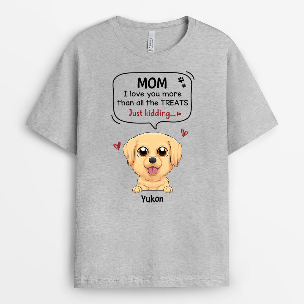 1928AUS1 personalized i love you more than all the treats dog t shirt