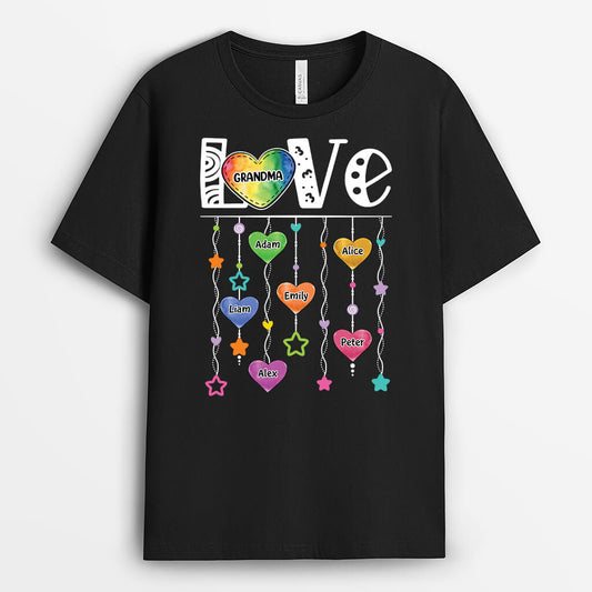 1958AUS2 personalized love watercolor with hearts and stars t shirt