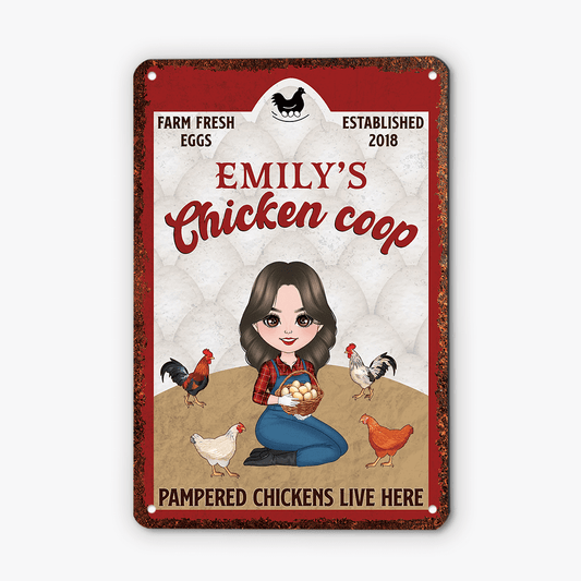 1996EUS1 personalized pampered chickens live here metal sign