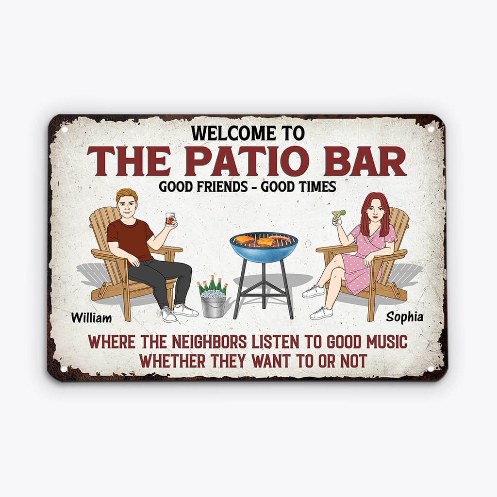 2005EUS2 personalized welcome to the patio bar metal sign