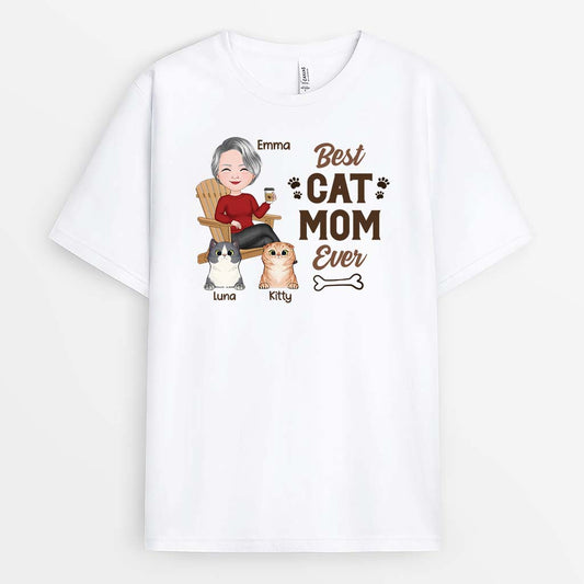 2050AUS1 personalized best cat mom dad ever t shirt