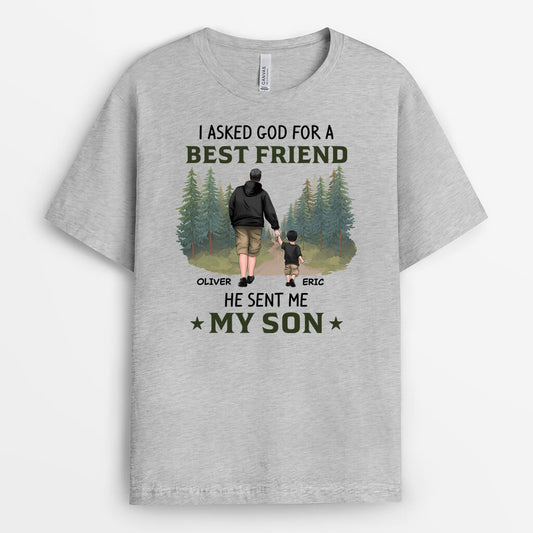 2066AUS1 personalized i asked god for a princess a best friend and he sent me my daughter son t shirt