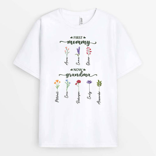 2121AUS1 personalized first mom now grandma t shirt