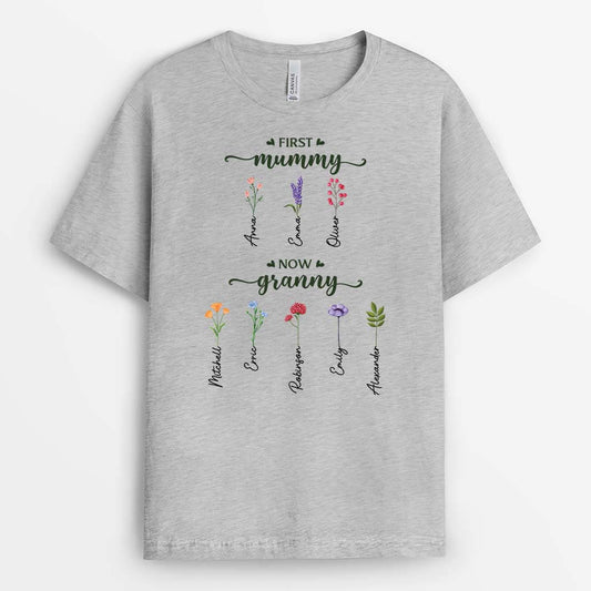2121AUS2 personalized first mom now grandma t shirt