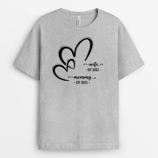 2128AUS2 personalized wife mommy grandma hearts t shirt