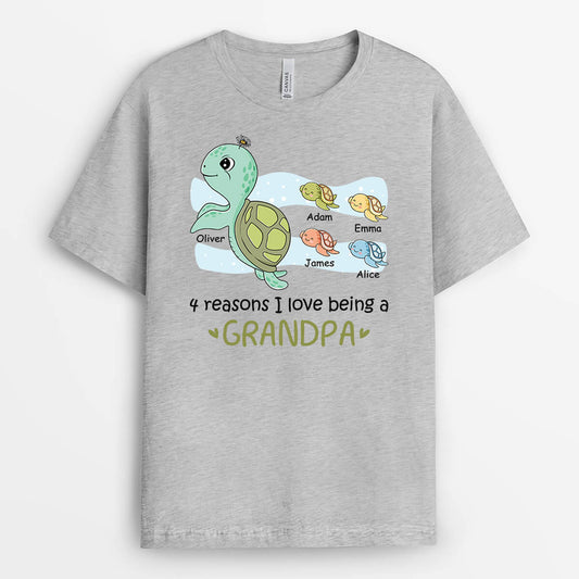2129AUS1 personalized 4 reasons i love being a dad grandpa turtle t shirt