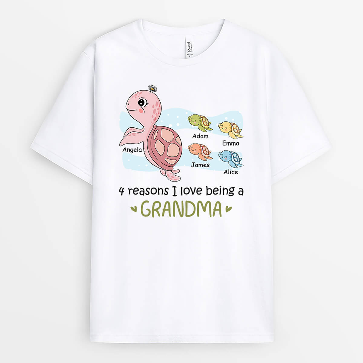 2129AUS1 personalized 4 reasons i love being a mom grandma turtle t shirt