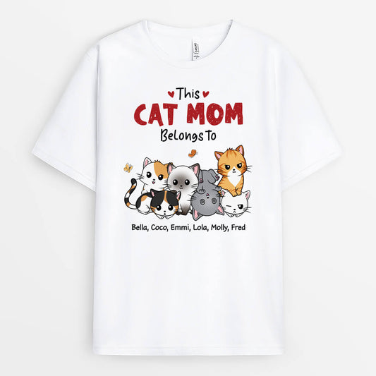 2165AUS1 personalized this cat mom belongs to t shirt