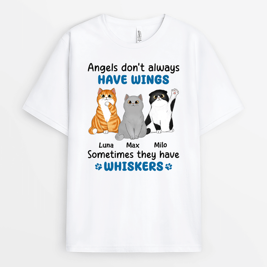 2176AUS1 personalized angels dont always have wings sometimes they have whiskers cat t shirt