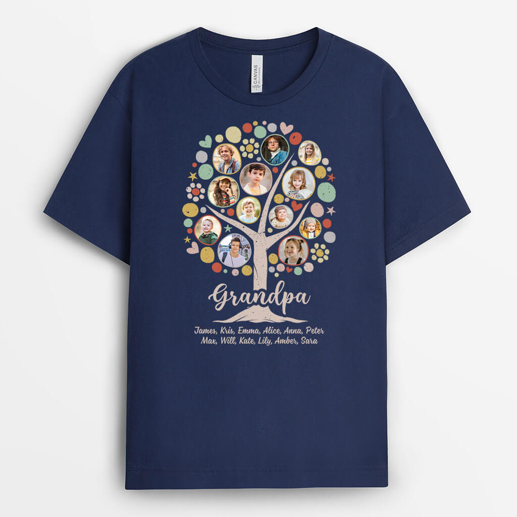 2192AUS1 personalized daddy grandpa tree t shirt_2