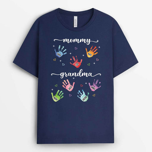 2194AUS1 personalized mom grandma kids hands t shirt