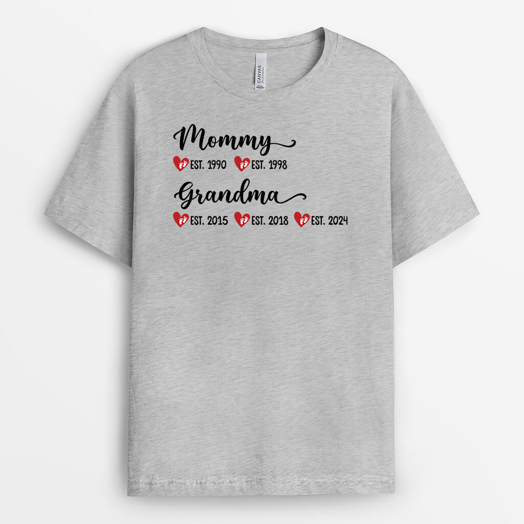 2201AUS1 personalized mommy grandma est t shirt