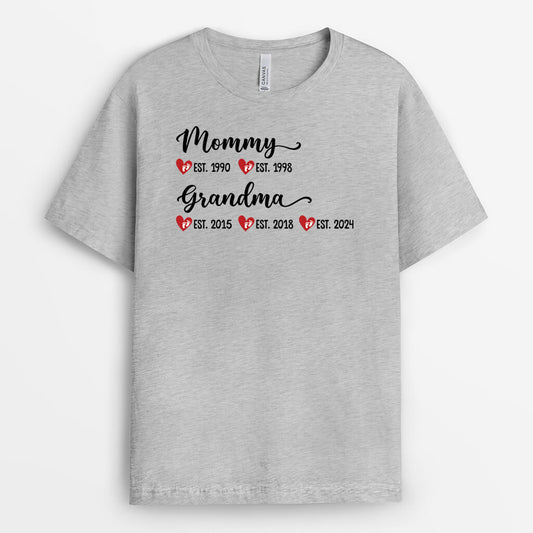 2201AUS1 personalized mommy grandma est t shirt