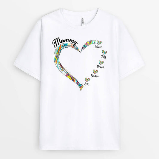 2221AUS1 personalized colorful mom hearts t shirt