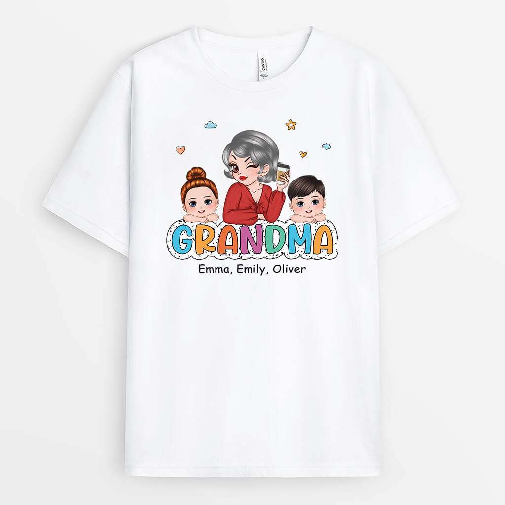 2774AUS1 grandma and cute kids personalized t shirt