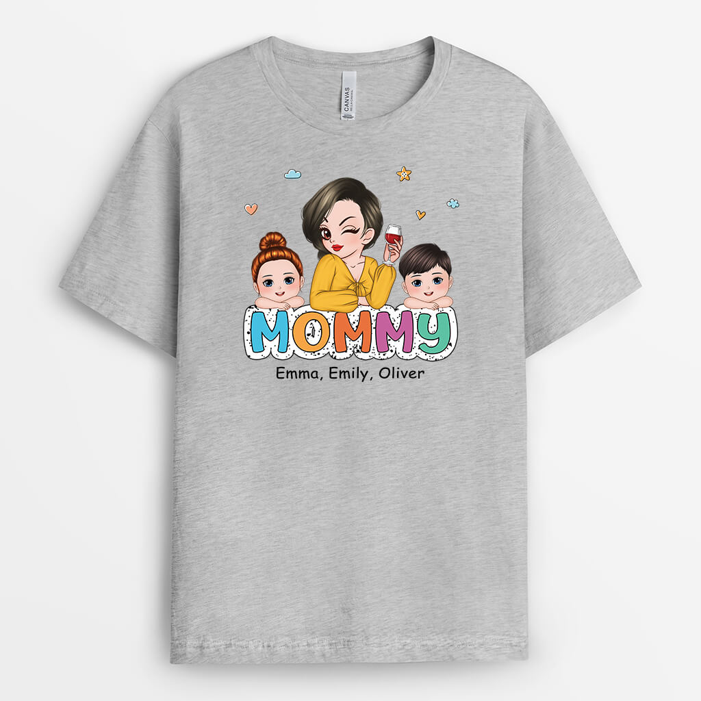 2774AUS2 grandma and cute kids personalized t shirt