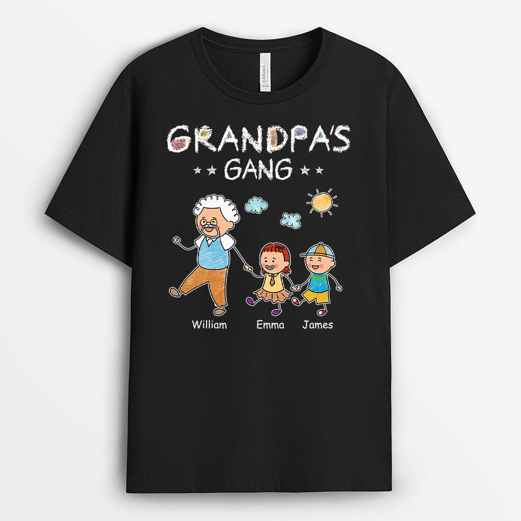 2793AUS1 grandpas gang walking with the grandkids t shirt personalized gift for grandpa