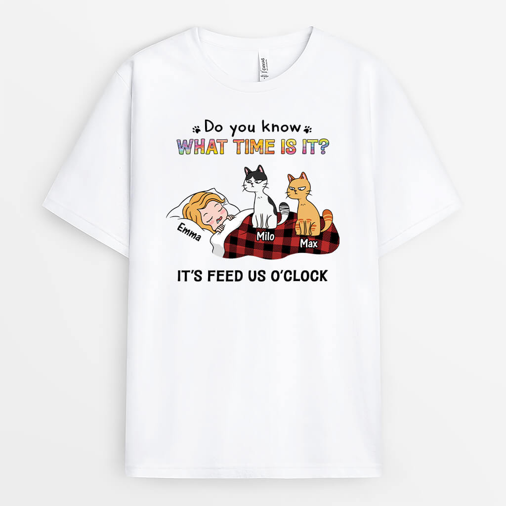 3009AUS1 do you know whats time is it funny cat t shirt  personalized present ideas for her