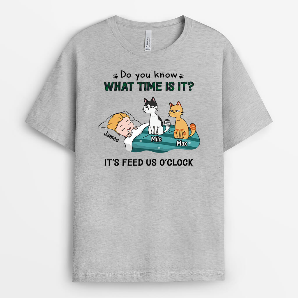 3009AUS2 do you know whats time is it funny cat t shirt  personalized present ideas for her