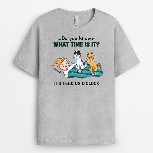 3009AUS2 do you know whats time is it funny cat t shirt  personalized present ideas for her
