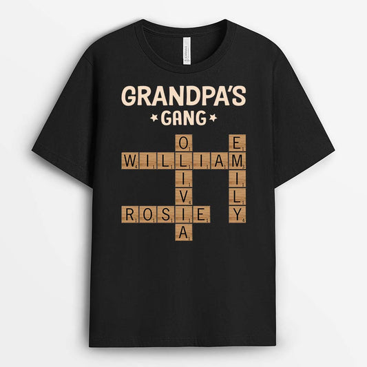 3142AUS1 black puzzle grandpa t shirt  personalized gift ideas for grandpa