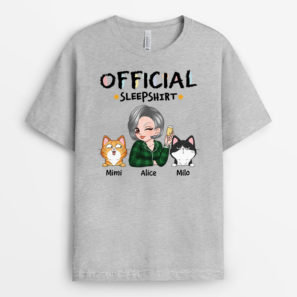 3198AUS2 official sleepshirt with cats t shirt  custom presents for cat lovers