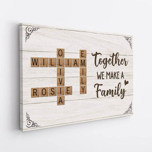 3221CUS2 together we make a family puzzle  customized canvas for parents grandparents