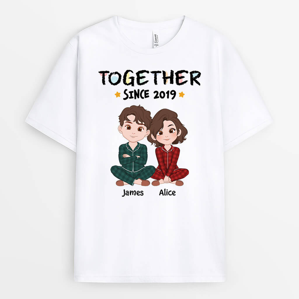3269AUS1 pastel together since t shirt personalized gifts for couples