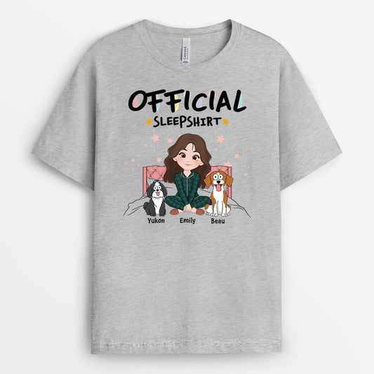 3359AUS2 official sleepshirt with girl dogs sitting on bed t shirt  personalized gifts for dog owners