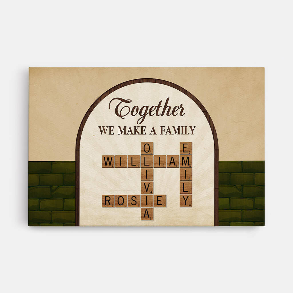 3400CUS1 together we make a family crossword canvas personalized gifts for family