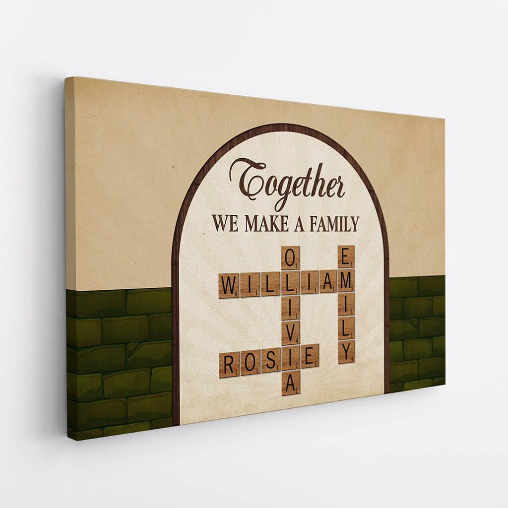 3400CUS2 together we make a family crossword canvas personalized gifts for family