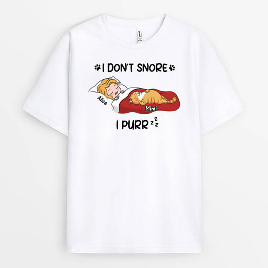 3414AUS1 i dont snore i purr t shirt personalized gifts for cat lovers