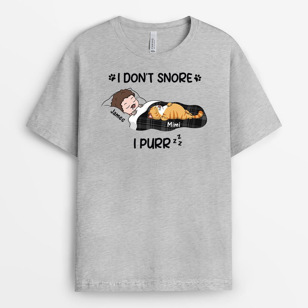 3414AUS2 i dont snore i purr t shirt personalized gifts for cat lovers