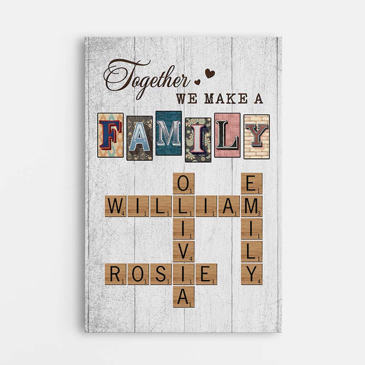 3445CUS1 vintage together we make a family canvas  personalized gifts for grandparents