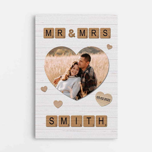 3494CUS1 mr mrs smith canvas  personalized gifts for couple