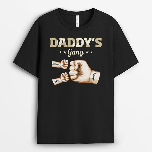 3508AUS1 daddys gang watercolour fist bump  personalized t shirt for dad Copy