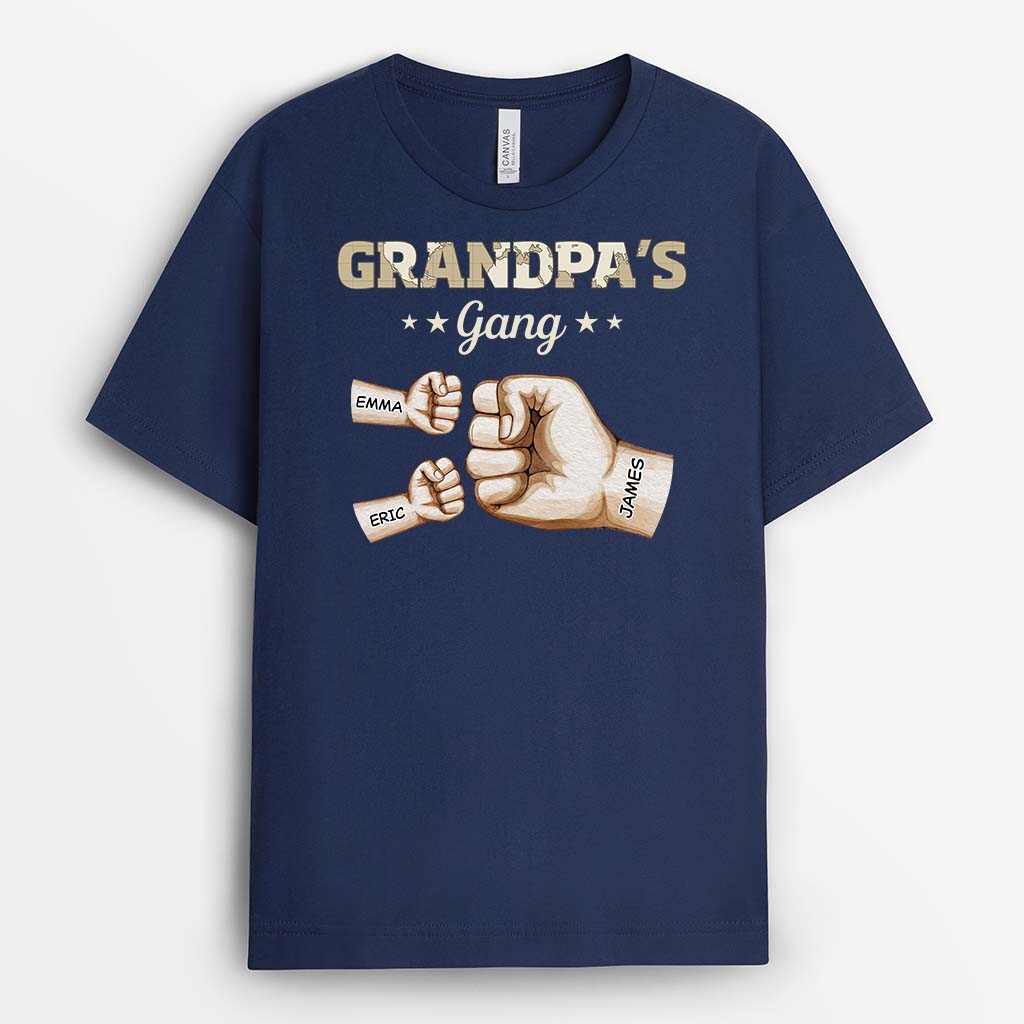 3508AUS2 daddys gang watercolour fist bump  personalized t shirt for dad Copy