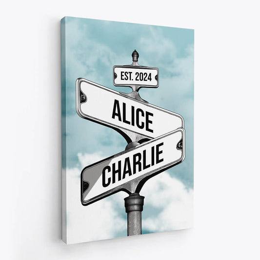 3673CUS2 vintage street sign canvas  personalized gifts for couple