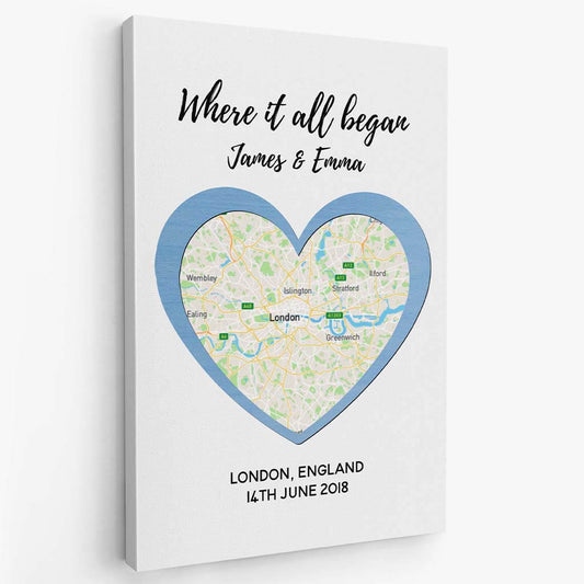 3681CUS2 where it all began map canvas  customized presents for couple