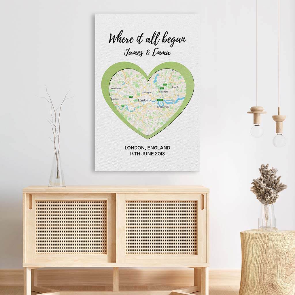 3681CUS3 where it all began map canvas  customized presents for couple